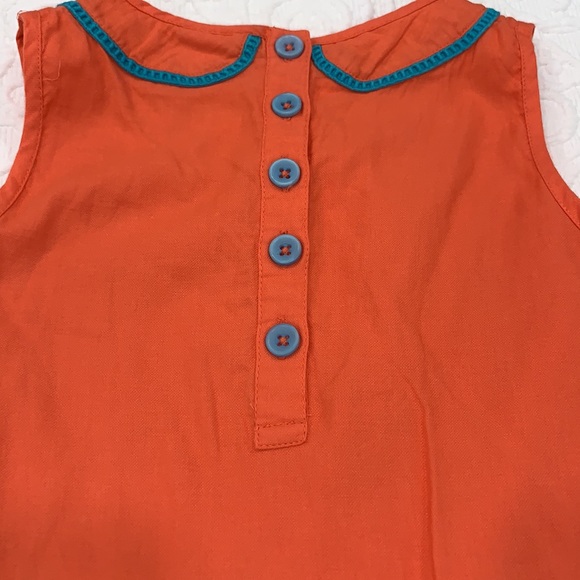 Mini Boden Coral & Turquoise Linen Dress Girls 4-5 - Picture 5 of 6